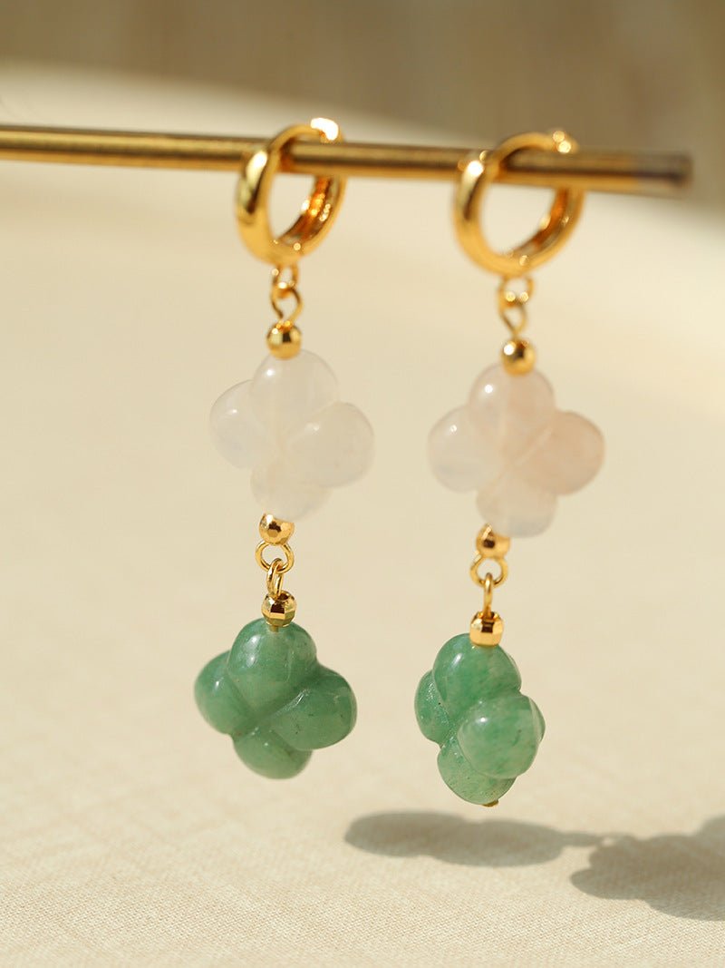Clover Gemstone Drop Earrings - floysun