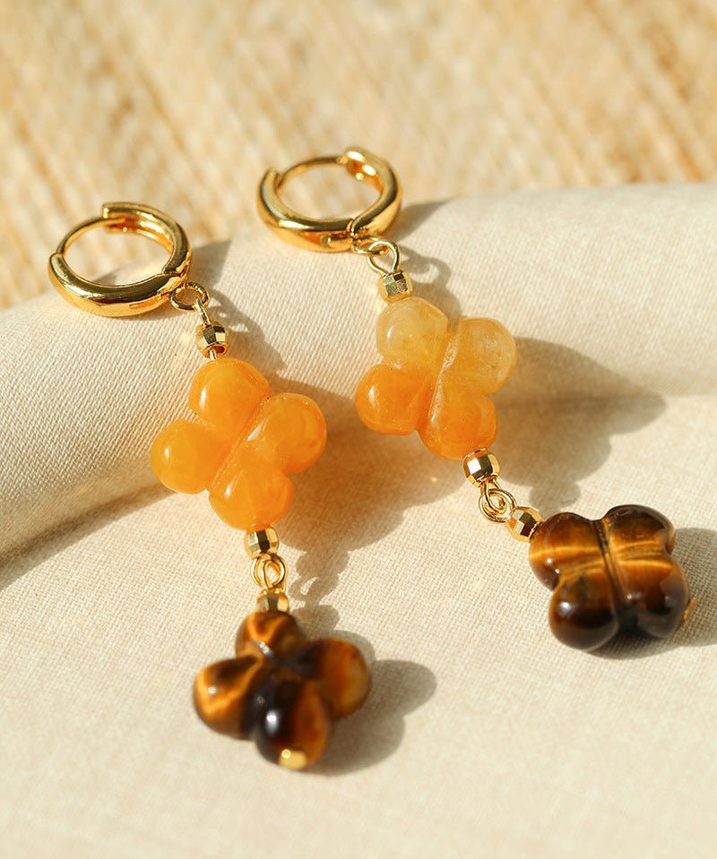 Clover Gemstone Drop Earrings - floysun