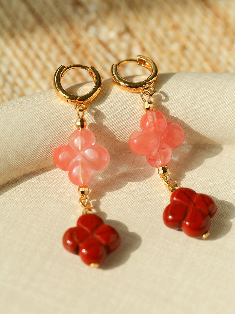 Clover Gemstone Drop Earrings - floysun