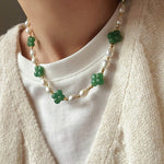 Clover Gemstone & Pearl Necklace - floysun