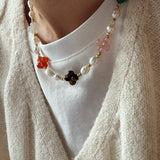 Clover Gemstone & Pearl Necklace - floysun