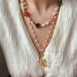 Clover Gemstone & Pearl Necklace - floysun