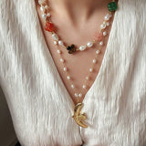 Clover Gemstone & Pearl Necklace - floysun