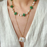 Clover Gemstone & Pearl Necklace - floysun