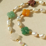 Clover Gemstone & Pearl Necklace - floysun