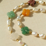 Clover Gemstone & Pearl Necklace - floysun
