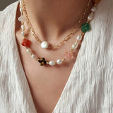 Clover Gemstone & Pearl Necklace - floysun