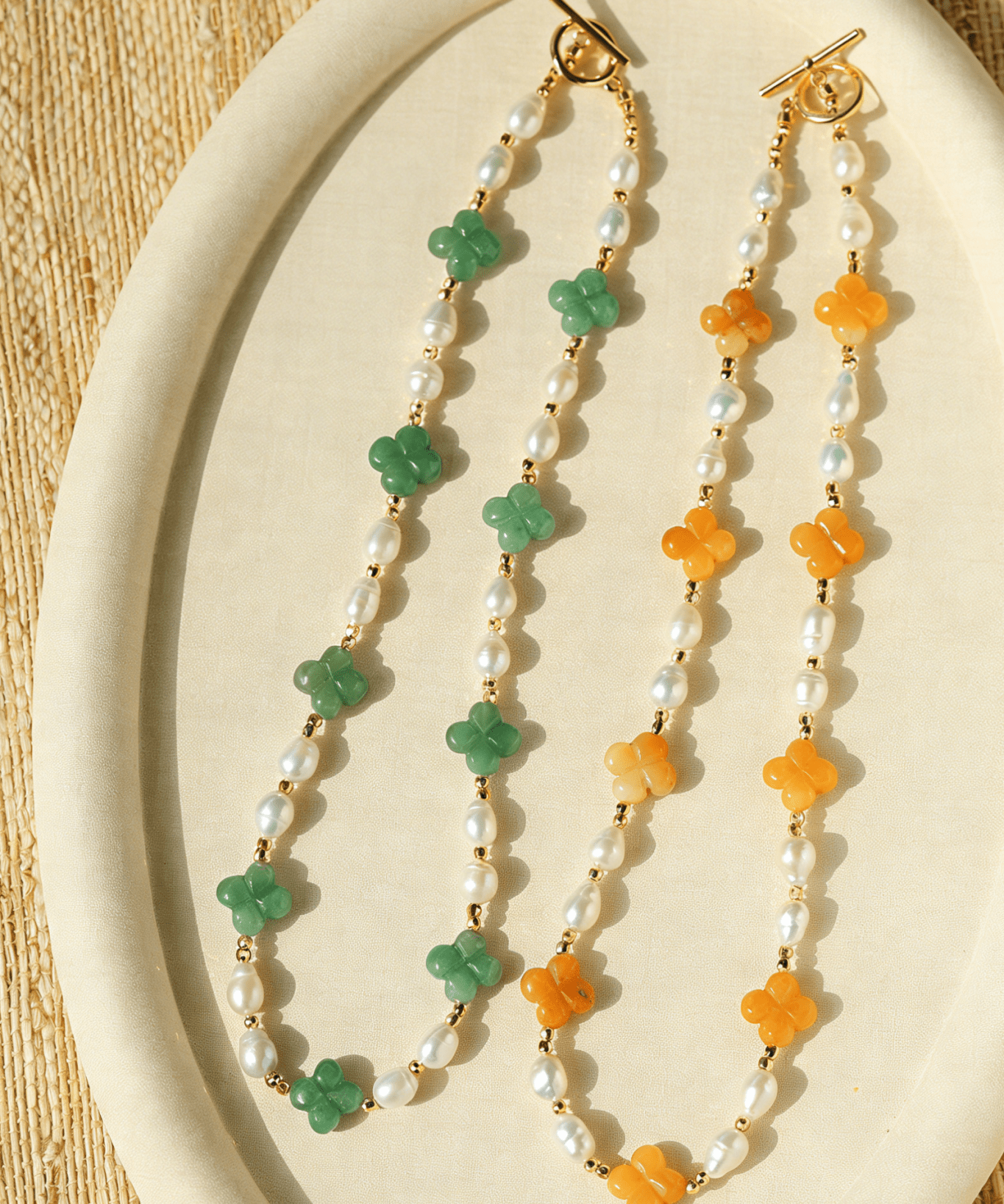 Clover Gemstone & Pearl Necklace - floysun