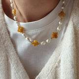 Clover Gemstone & Pearl Necklace - floysun