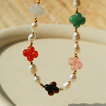 Clover Gemstone & Pearl Necklace - floysun