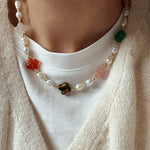 Clover Gemstone & Pearl Necklace - floysun