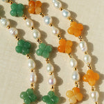 Clover Gemstone & Pearl Necklace - floysun