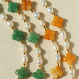 Clover Gemstone & Pearl Necklace - floysun