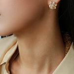 Cluster Pink & Purple Freshwater Pearl Earrings – Blooming Cherry Blossom Design - floysun