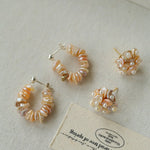 Cluster Pink & Purple Freshwater Pearl Earrings – Blooming Cherry Blossom Design - floysun