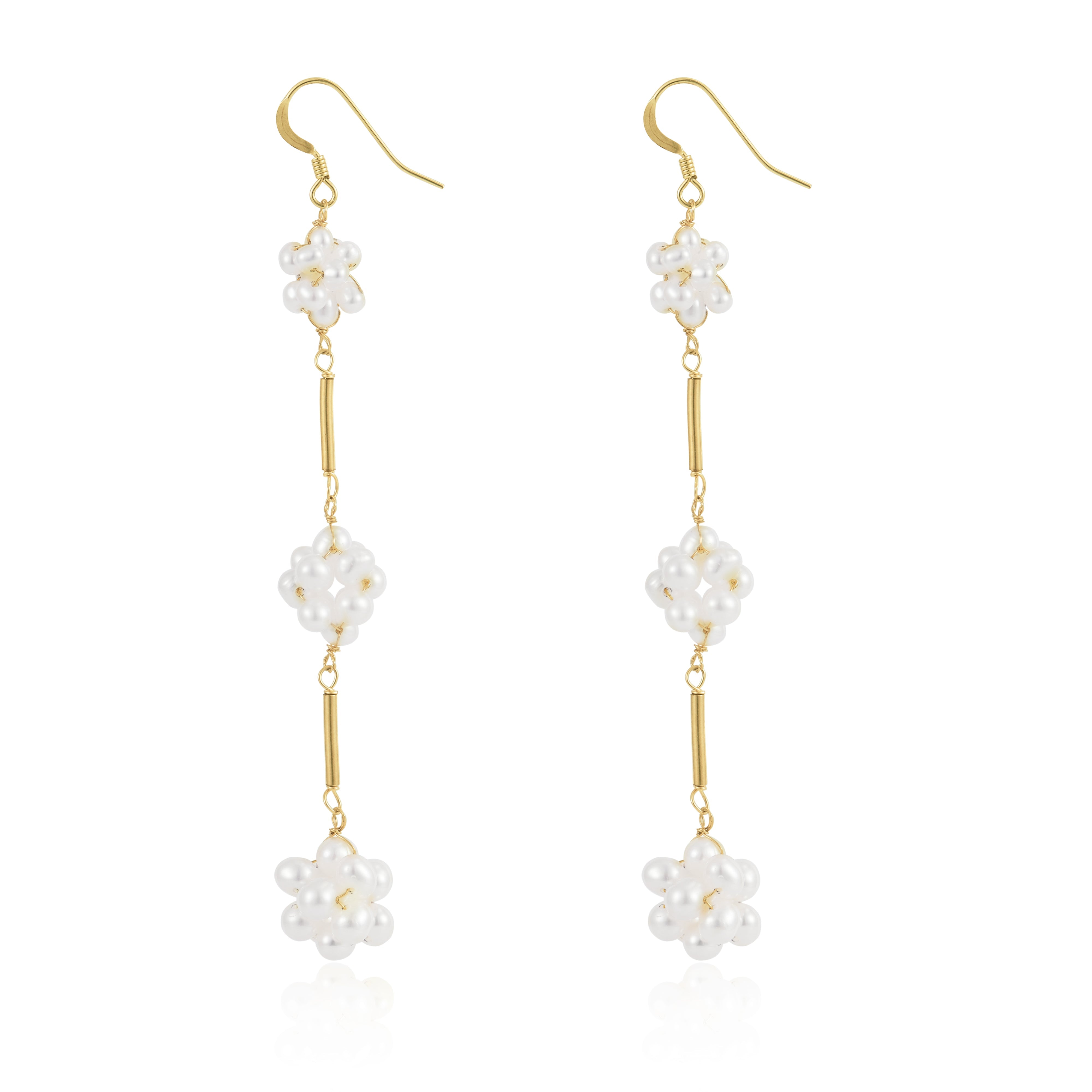 COCOKIM Blossom Series Triple Cluster Floral Earrings - floysun