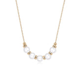 COCOKIM Embellished Series Five-Pearl Linked Hearts Necklace - floysun