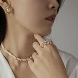 COCOKIM Embellished Series Soft Chain Lace Pearl Ring - floysun