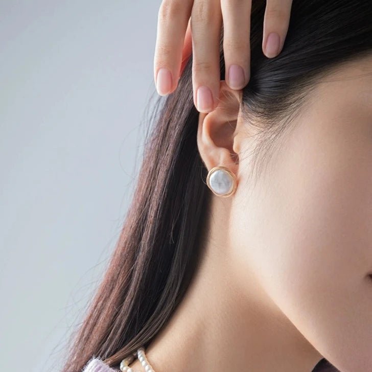 COCOKIM Geometric Series Circular Winding Ear Clip Pearl Ear Studs - floysun