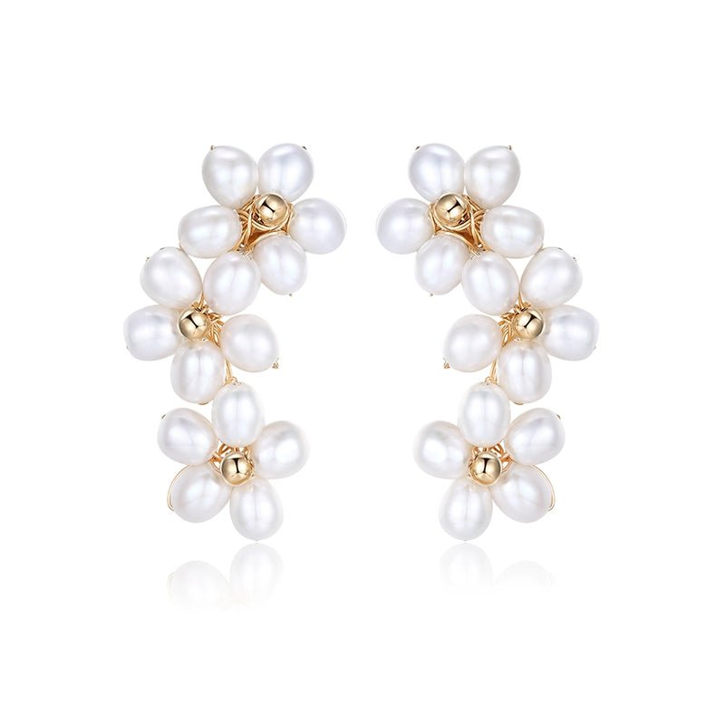 COCOKIM Narcissus Petal Pearl Stud Earrings - floysun