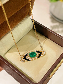 Colombian Black Onyx Geometric Collar Necklace - floysun