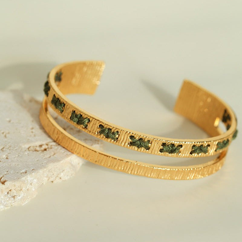 Color - Thread Double Open Cuff Bracelet - floysun