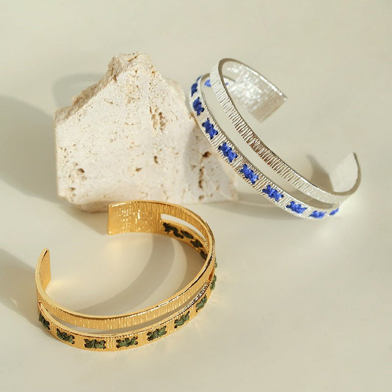 Color - Thread Double Open Cuff Bracelet - floysun