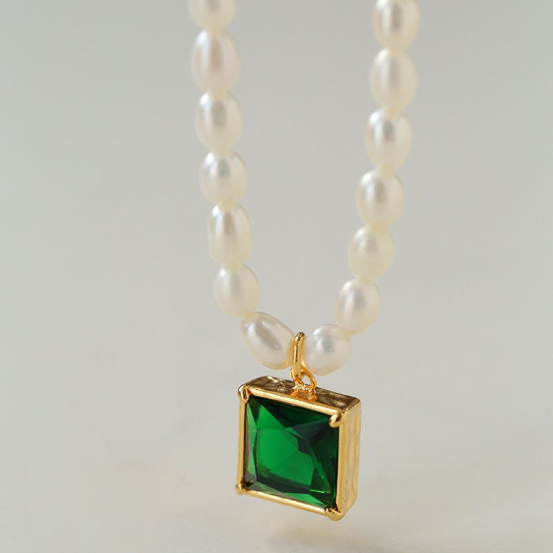 Colored Zircon Freshwater Pearl Necklace - floysun