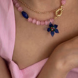 Colorful Cat's Eye Daisy Flower Beaded Necklace - floysun