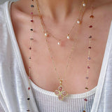 Colorful Chip Bead Starry Collarbone Necklace (Turquoise & Tourmaline) - floysun
