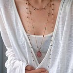 Colorful Chip Bead Starry Collarbone Necklace (Turquoise & Tourmaline) - floysun