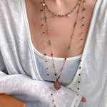 Colorful Chip Bead Starry Collarbone Necklace (Turquoise & Tourmaline) - floysun
