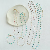 Colorful Chip Bead Starry Collarbone Necklace (Turquoise & Tourmaline) - floysun