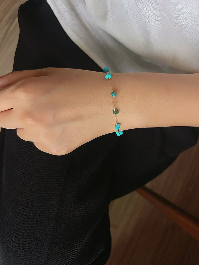 Colorful Chip Stone Starry Thin Bracelet (Turquoise & Tourmaline) - floysun