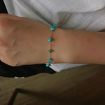 Colorful Chip Stone Starry Thin Bracelet (Turquoise & Tourmaline) - floysun