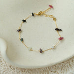 Colorful Chip Stone Starry Thin Bracelet (Turquoise & Tourmaline) - floysun
