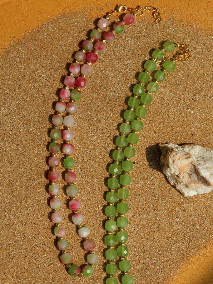 Colorful Dopamine Candy Tourmaline Beaded Necklace - floysun