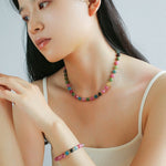 Colorful Dopamine Candy Tourmaline Beaded Necklace - floysun