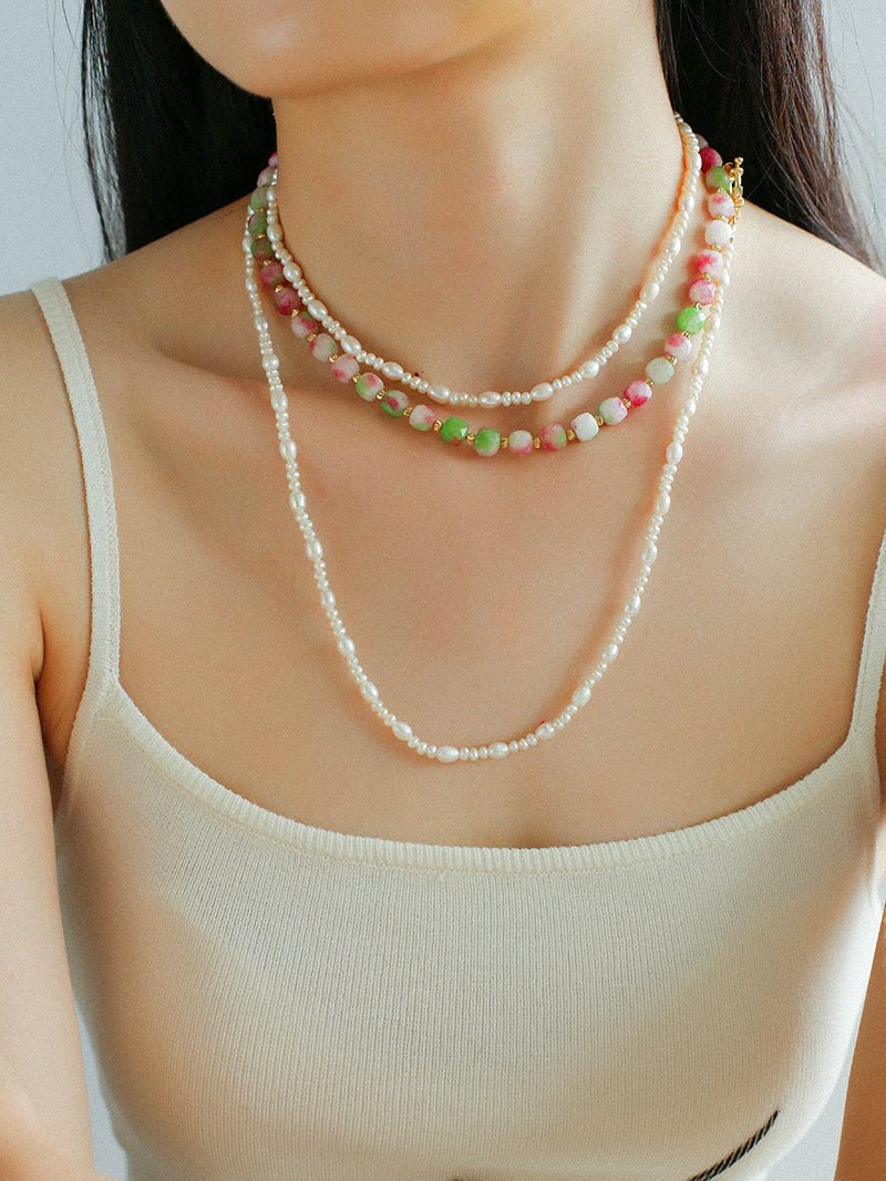 Colorful Dopamine Candy Tourmaline Beaded Necklace - floysun
