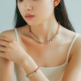 Colorful Dopamine Candy Tourmaline Beaded Necklace - floysun