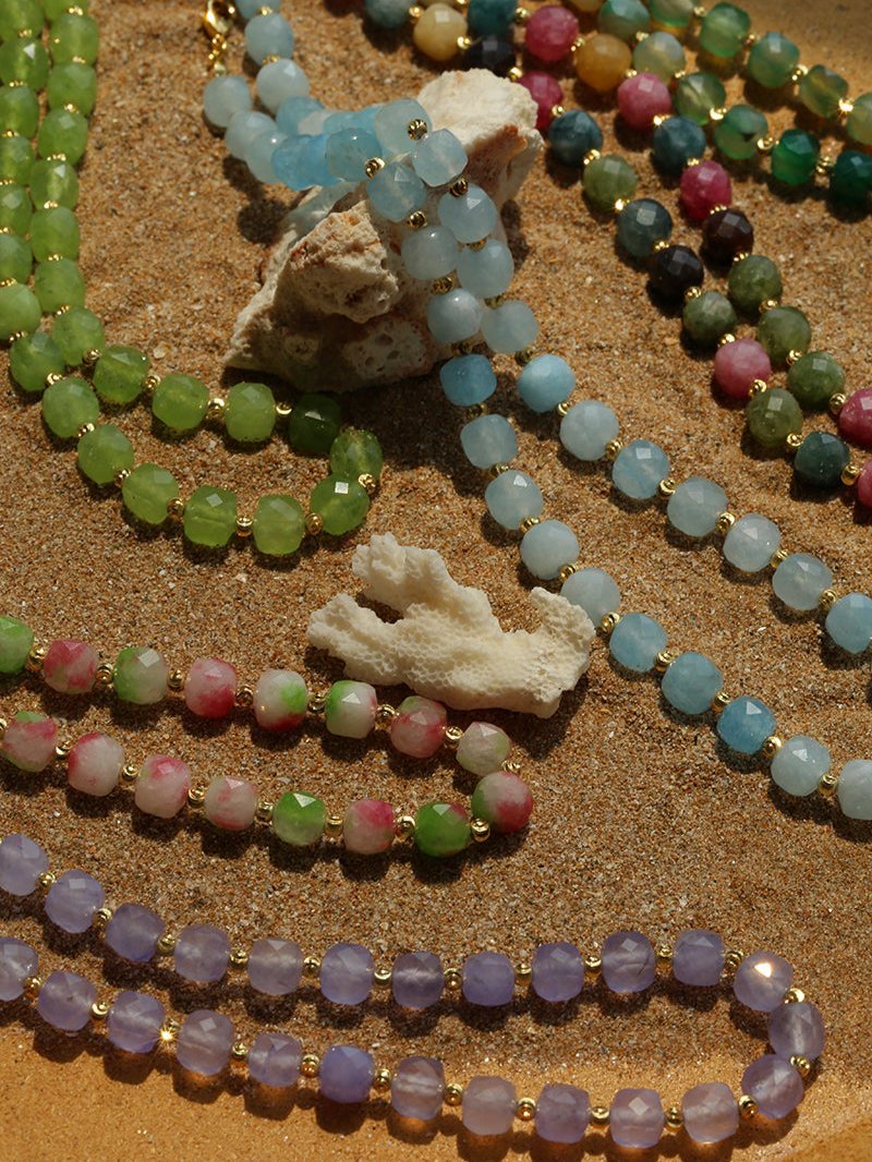 Colorful Dopamine Candy Tourmaline Beaded Necklace - floysun