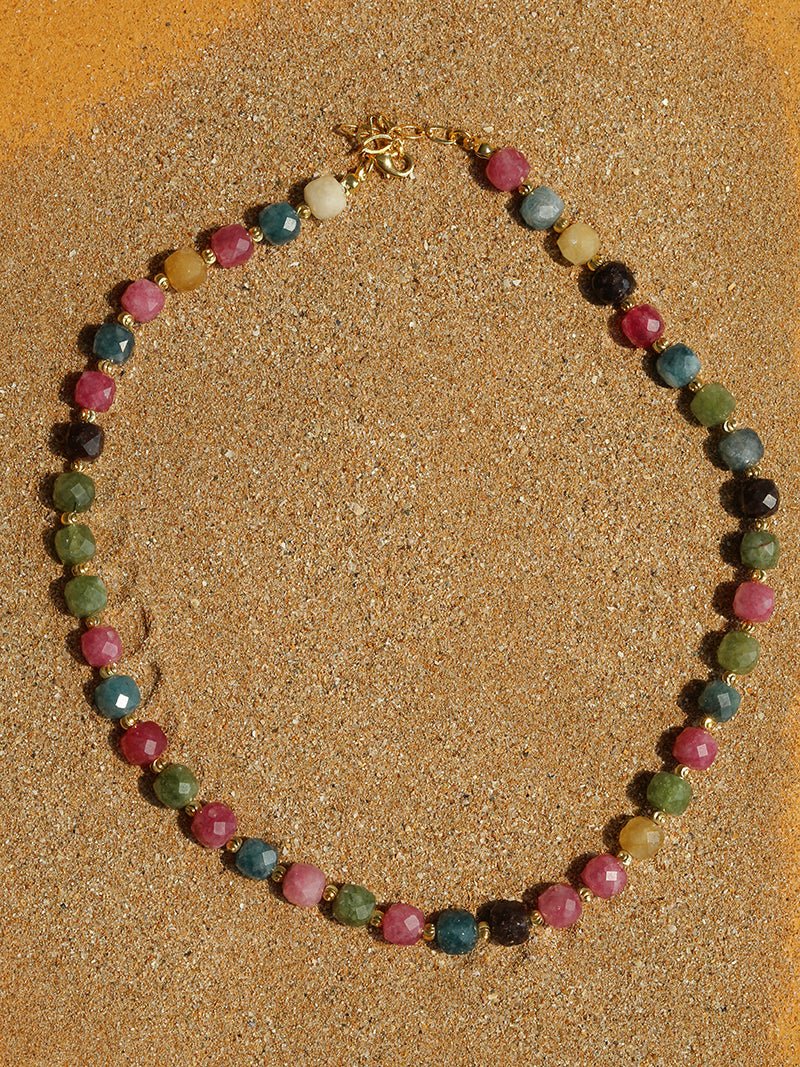Colorful Dopamine Candy Tourmaline Beaded Necklace - floysun