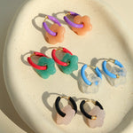 Colorful Enamel Flower Hoop Earrings - floysun