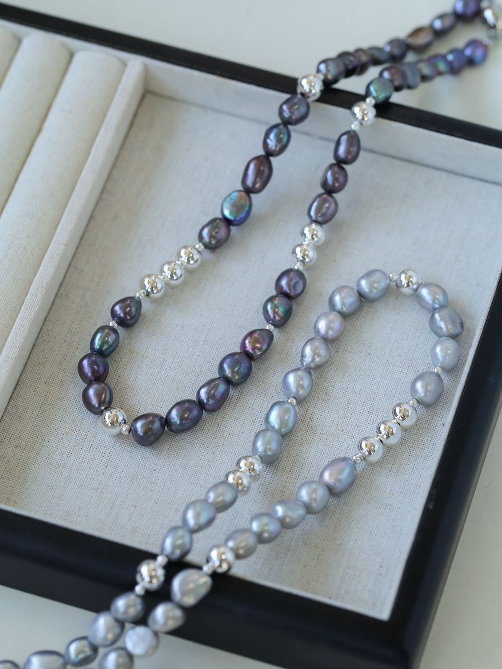 Colorful Freshwater Pearl and Silver Ball Beaded Necklace - floysun