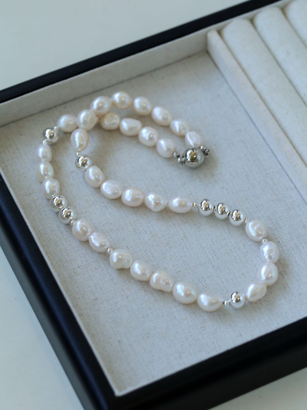 Colorful Freshwater Pearl and Silver Ball Beaded Necklace - floysun