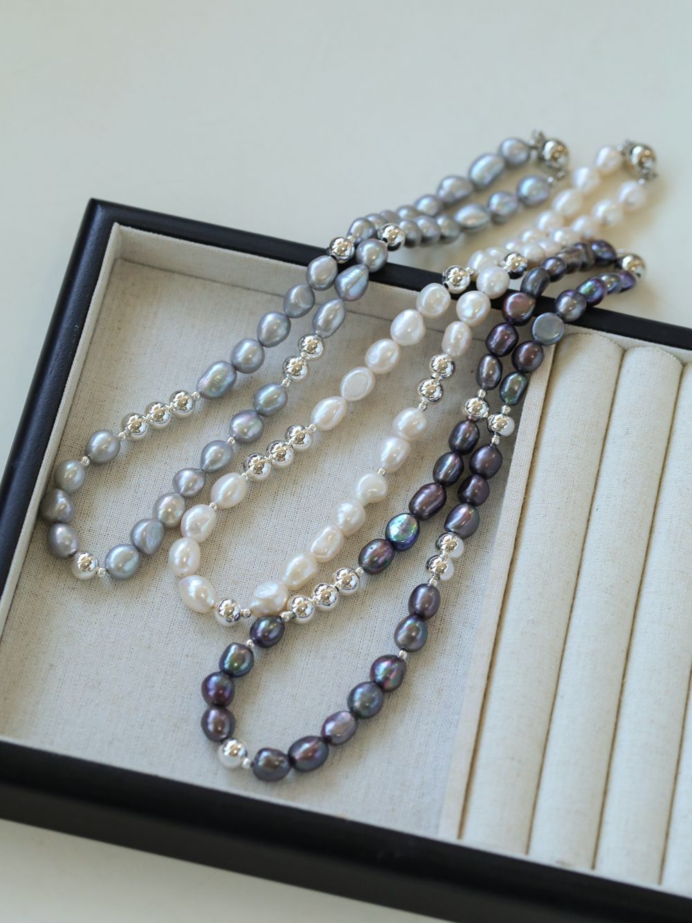 Colorful Freshwater Pearl and Silver Ball Beaded Necklace - floysun