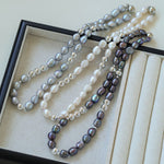 Colorful Freshwater Pearl and Silver Ball Beaded Necklace - floysun