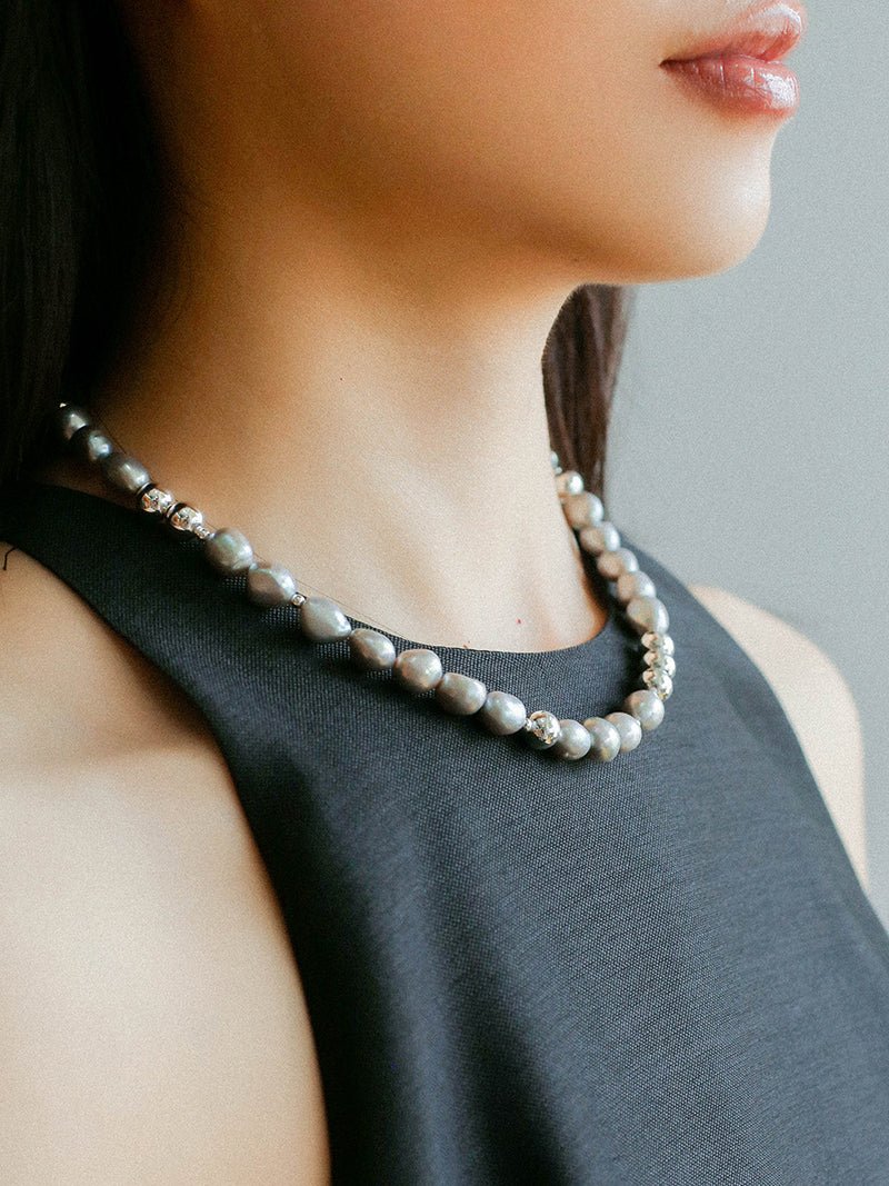 Colorful Freshwater Pearl and Silver Ball Beaded Necklace - floysun