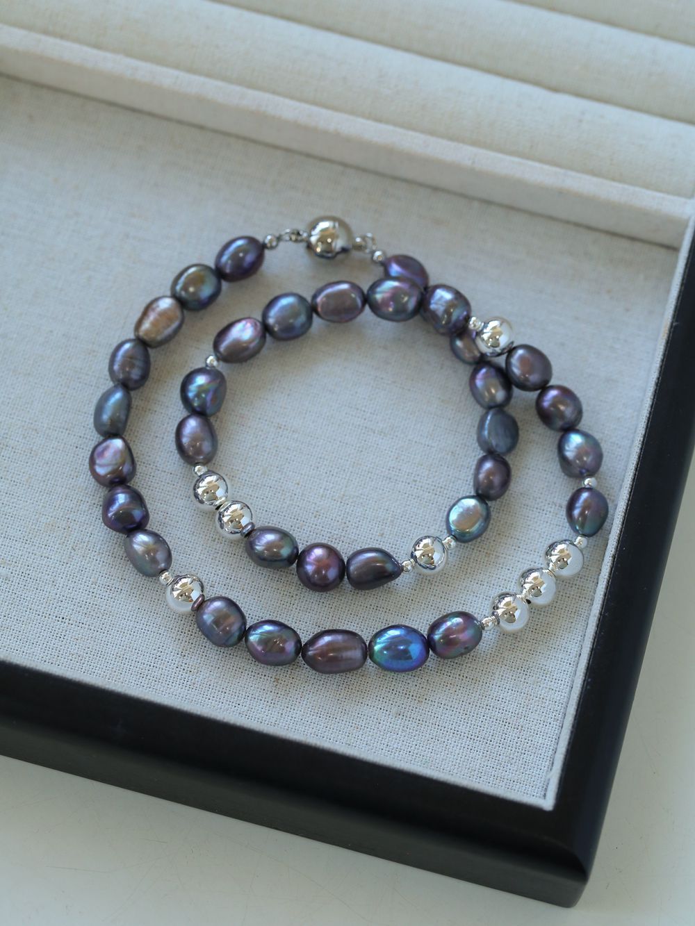 Colorful Freshwater Pearl and Silver Ball Beaded Necklace - floysun