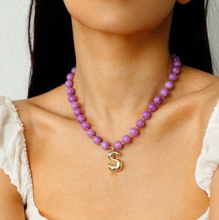 Colorful Gemstone Initial Necklace - floysun